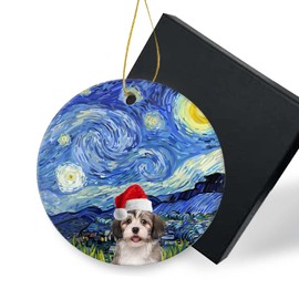 Dog Christmas Ornaments 2024-Bichon & Havanese Christmas Tree Ceramic Ornament Decoration Gifts Keepsake for a Dog Lover Xmas Ornament 3" with Gift Box