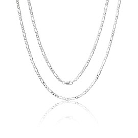 Aka Gioielli - 925 Sterling Silver Diamond-Cut Figaro Link Chain 3.5mm - Necklace for Men and Women - Made in Italy - 16 inch long