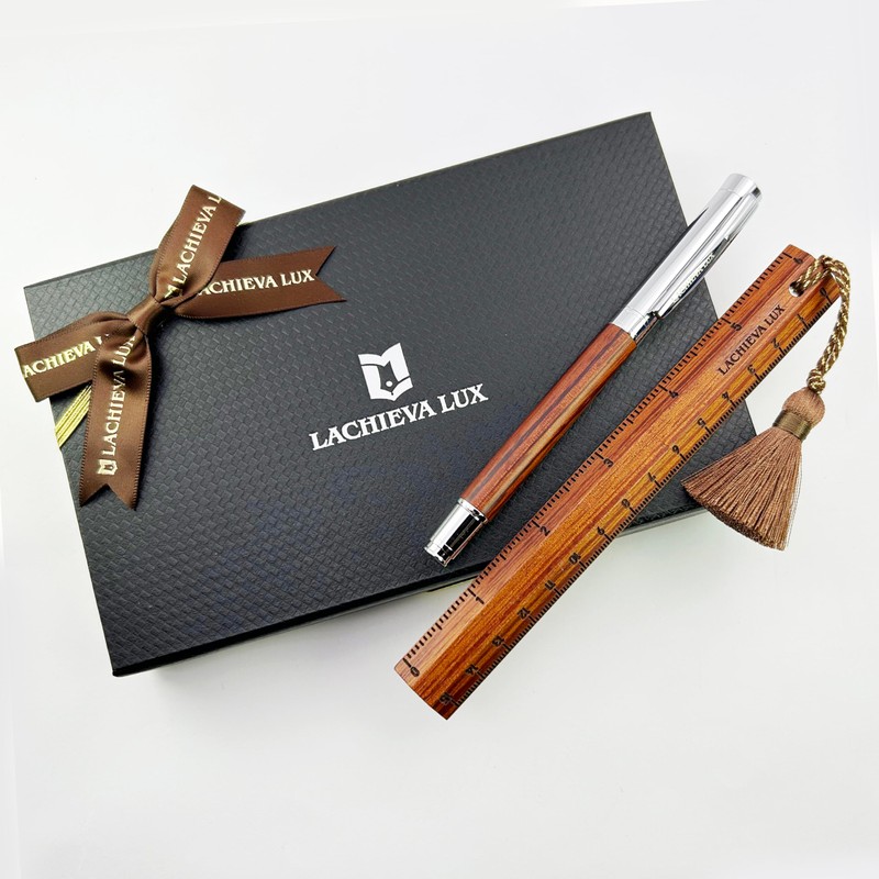 LACHIEVA LUX Nice Elegant Rosewood Rollerball Pen with Ruler/Book mark