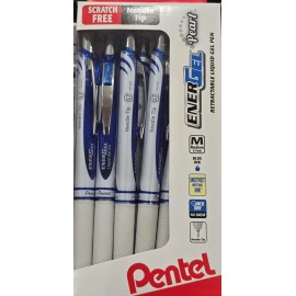 Pentel EnerGel RTX Pearl Pens Needle Point, 0.7mm, Pearl Barrel, Blue Ink, 12 PK