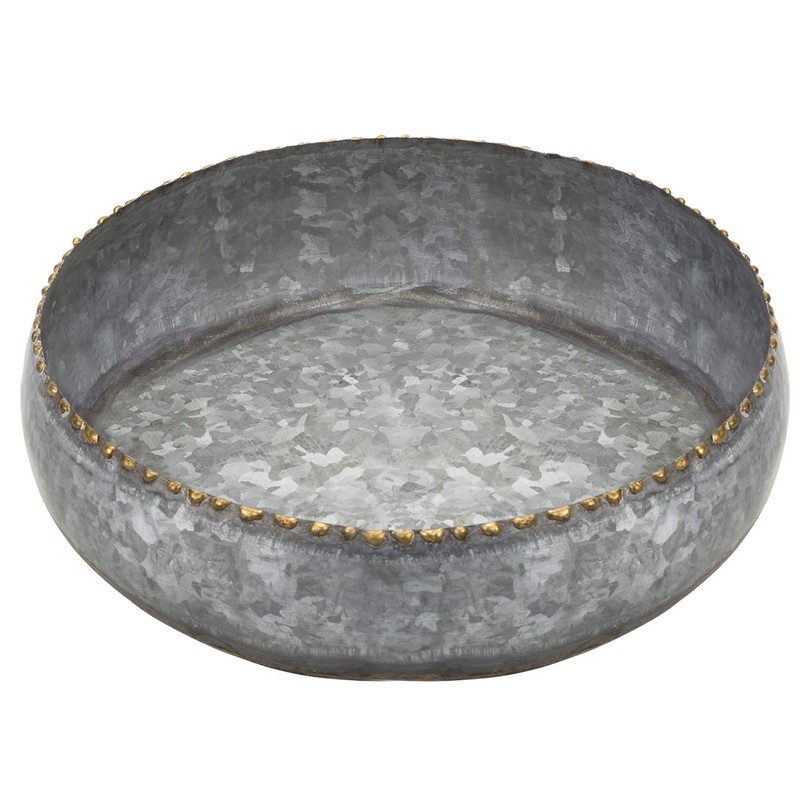 MyGift Macetero Redondo de Metal galvanizado en Color Plateado Mide