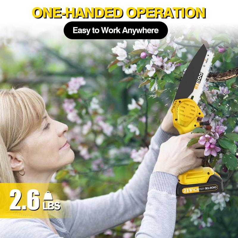 Mini Chainsaw, RLSOO 6-Inch Electric Chainsaw Cordless, Portable Small Handheld