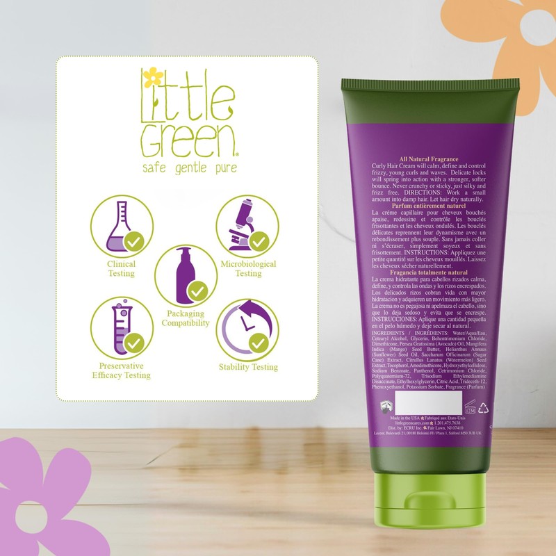 Little Green Kids Curly Hair Cream, Anti Frizz Curl Defining
