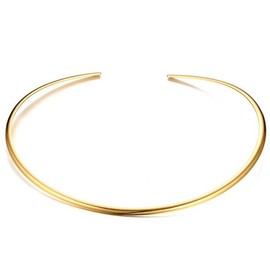 JAJAFOOK Minimalist Round Gold Bar Necklace Simple Fashion High Neck Choker Female King Neckwire (Gold)
