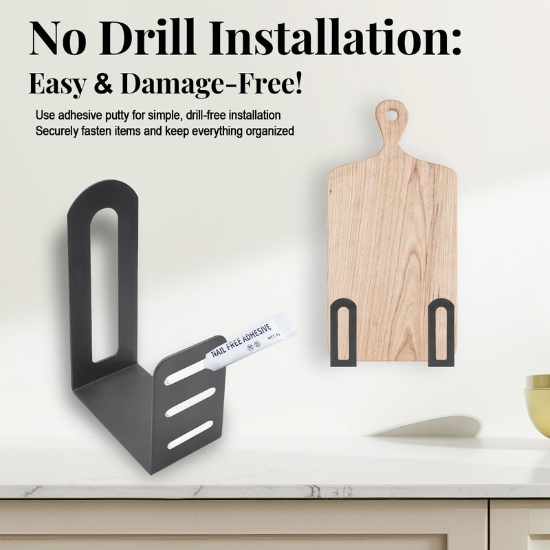 Under Cabinet Cutting Board Holder Stand Rack, No Drill Adhesive