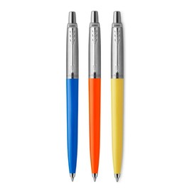 Parker Jotter Originals Ballpoint Pens | Retro Collection | Blue, Orange & Yellow Barrels | Blue Ink | Set of 3 | Gift Boxed