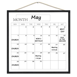 Umtiit Monthly Calendar Dry Erase Whiteboard 19.7 x 19.7 inch(50 x 50 cm), Black Wood Frame, Magnetic Surface Whiteboard for Planning/Schedule/School Timetable/Memo(YLBB-5050BK,US)