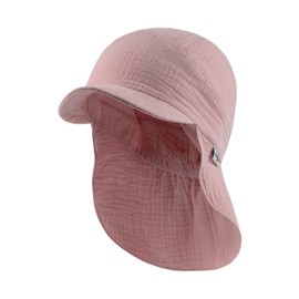 Sterntaler Peaked cap with neck protection plain made of organic cotton - peaked cap girls protects the head from the sun - sun cap baby UV 50+ with tie band, Velvet pink.