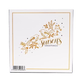 Tom Smith - Premium square Christmas cards, multi-pack, white & gold design, Christmas card, envelope & seal sticker set, plastic card box with 12 cards