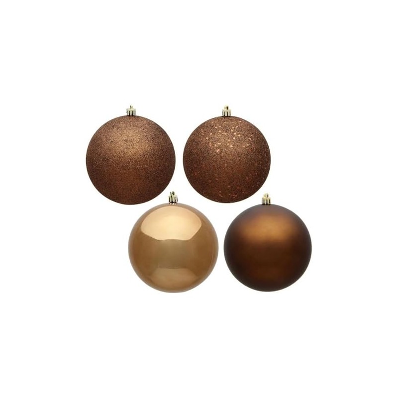 Vickerman 6" Mocha 4-Finish Ball Ornament Set. Includes 4 Ornaments