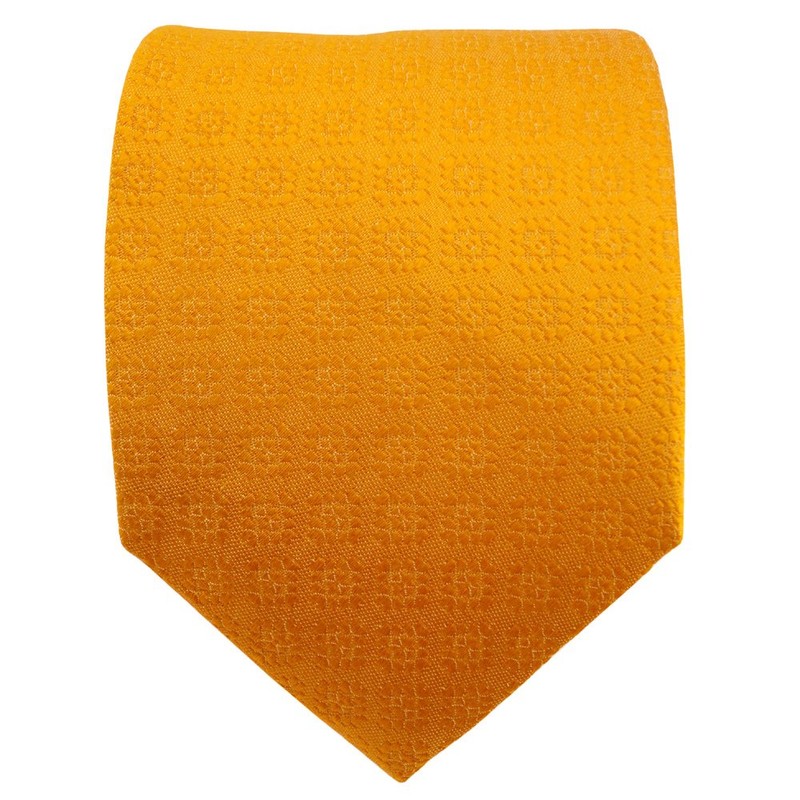 TigerTie Satin Silk Tie Yellow Daffodil Yellow Dark Yellow Patterned