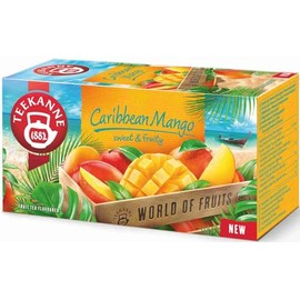 Teekanne Caribbean Mango Flavored All Natural Fruit Infusion Tea with White Hibiscus and Sweet Blackberry Leaves 20 Teabags