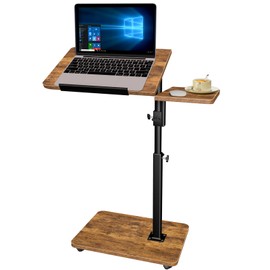 End Table Adjustable Height, 22.8"L Side Table Tv Tray with Wheels, 90° Tilting Panel Couch Table That Slides Under, Small End Table for Small Spaces, Overbed Bedside Desk Mobile Rolling Laptop Stand