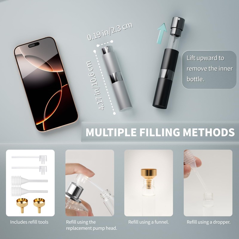 YIKIBOX 8ml Travel Perfume Atomizer Bottles Refillable – Mini Perfume