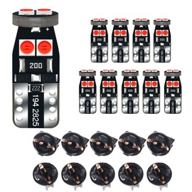 DODOFUN 12V Red T10 PC168 PC175 PC194 PC194R PC195 PC160 PC161 PC195NA Instrument Cluster Light LED Bulb Replacement For Dashboard Dash Panel Gauge Indicator Lamp W5W 158 168 194 2825 with Socket