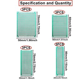 HUAZIZ Pack of 48 PCB Board Kits, 12 Pieces Double-Sided PCB Prototype Cards, 12 Pieces Male Female 40 Pin Header, 12 Pieces 2P/3P Screw Terminal, 12 Pieces Nylon Column