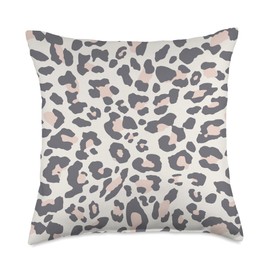 Chic Blush Pink & Gray Leopard Animal Print Pattern Throw Pillow