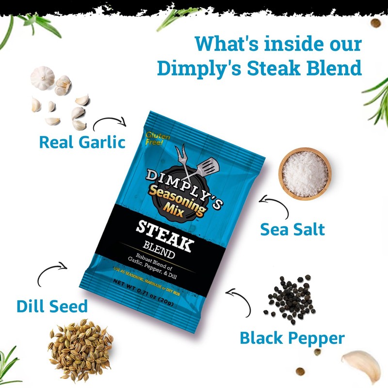 Dimply's Steak Seasoning Mix – 12 Pack, Single Serve Dry