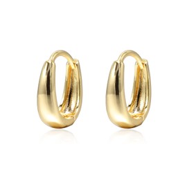 Krstudent Small Hoop Earrings for Women 18K Gold Plated Hoop Huggie Earrings for Women (A - 1 pair (thin)