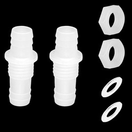 Feelers 3/8" Hose Barb Thru-Bulk Bulkhead Fitting Hex Barbed Fitting Plastic Adapter Union Mender Splicer with Gasket for Water/Fuel/Air (Pack of 2)