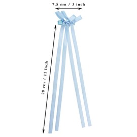 Hair Bow Clip for Women Penta Angel 4Pcs Hair Ribbon Tassel Bowknot Barrette with Long Tail Decorative Hair Styling Accessory for Girls Hair Braid Decor (Blue, White)
