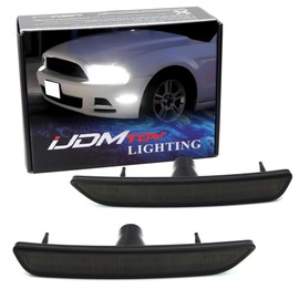 iJDMTOY Smoked Lens 27-SMD White Full LED Side Marker Light Assembly Kit, Compatible with Ford 2010-2014 Mustang Front Bumper