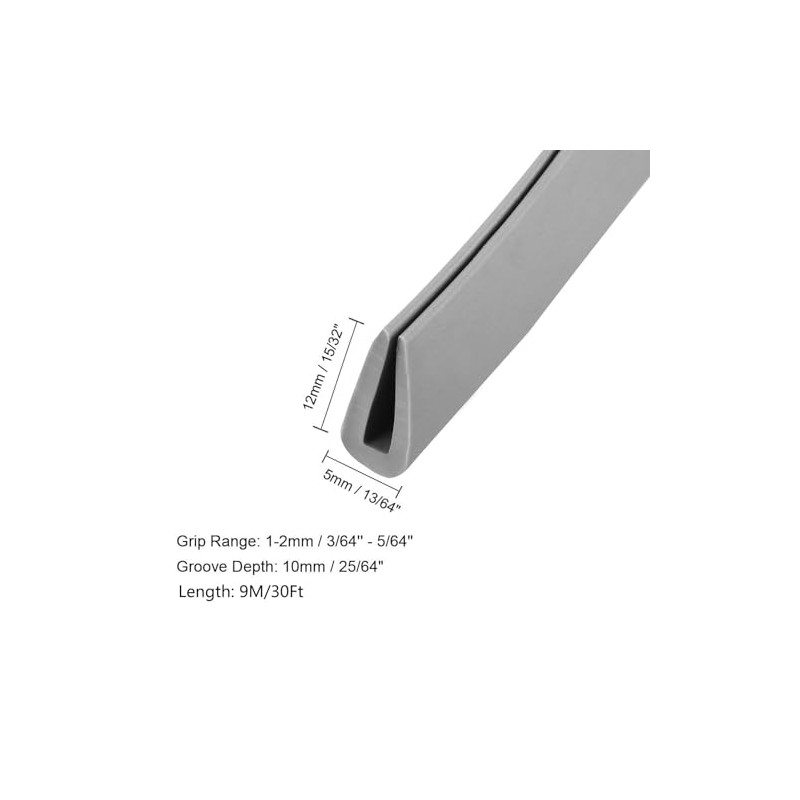 TA-VIGOR Edge Trim U Seal Grey Rubber U Channel Edge