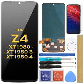 HLTECH Screen Replacement OLED LCD Display Touch Digitizer Assembly for Motorola Moto Z4 XT1980 XT1980-3 XT1980-4 6.4" (OLED-Black)