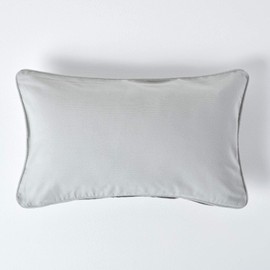 HOMESCAPES - 100% Cotton Plain Grey Cushion Cover- 30 x 50 cm Rectangular - 12 x 20 Inches Light Grey Silver Sofa Cushion Pillow Cover - Washable