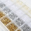 GZMAYUEN 920pcs Gold Silver Flatback Beads for Nails, Semi-Round White