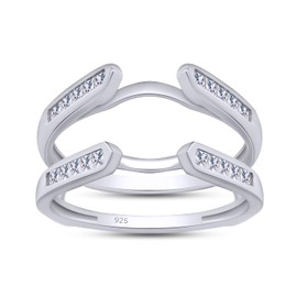 SAVEARTH DIAMONDS 0.46 Carat Princess Cut Lab Created Moissanite Diamond Cathedral Ring Guard Enhancer For Women In 14K White Gold Over Sterling Silver(D Color, VVS1 Clarity 0.46 Cttw)-7