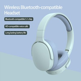 Fiauli Wireless Bluetooth Headset,HiFi Foldable Intelligent Noise Reduction Adjustable Wireless Headset,Bluetooth-compatible 5.1 Stereo Over Ear Headphone for Sports Travel Blue