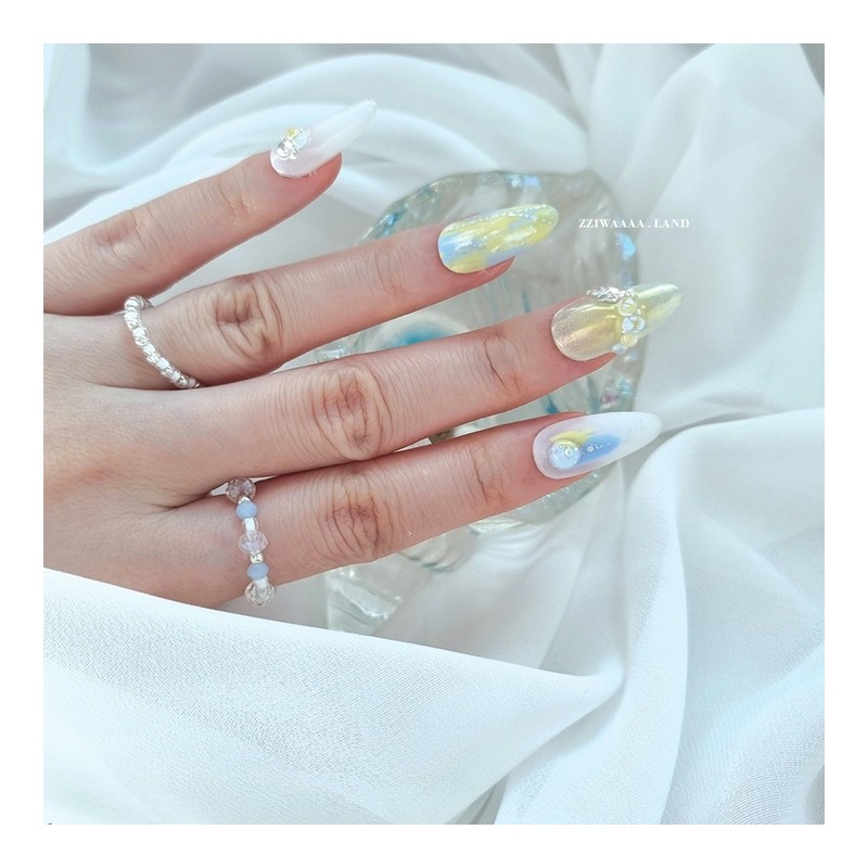 oil painting.Drawing Watercolor Refreshing Unique Emotional Nail - Long Oval