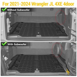 JTYZSM Rear Cargo Mat for 2021-2024 Jeep Wrangler JL 4XE Cargo Liners All Weather TPE Protection Anti-Slip Trunk Mat for 2021 2022 2023 2024 Wrangler JL 4XE 4 Door Accessories