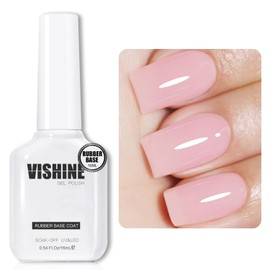 Vishine Milky Pink Rubber Builder Base Gel Nail Polish, 6 in 1 Builder for Strengthen Apex Building Extension Long Lasting Protect U V Cured Color Based Manicure for Fragile Nails Art Home Salon R063