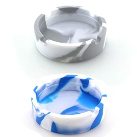 2Pack Silicone Ashtray, JCSMARTEC Unbreakable Rubber High Temperature Heat Resistant Portable for Office Home Decor (Round)