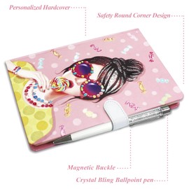 Journal for Girls with Pen, 7.5x5.3" Hardcover Small Notebook 192 Lined Pages (96 Sheets) for Writing Note Taking Diary Pen Set for Kids Teenage Women Girls Gifts