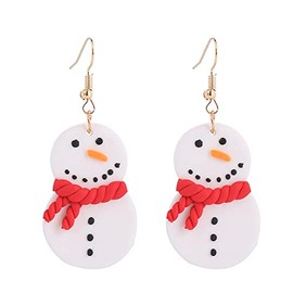 Cute Christmas Tree Snowman Star Shape Clay Dangle Earrings Colorful Christmas Style Earrings for Women Jewelry(B)
