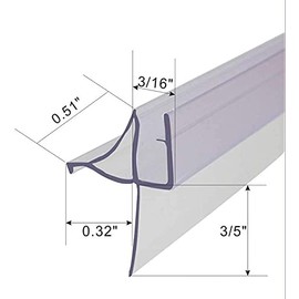 36" Frameless Shower Door Bottom Seal with Drip Rail