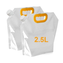 Ruayia Foldable Water Canister, 2.5 L, Pack of 2, Water Container, Folding Canister, Drinking Water with Carry Handle, Water Container with Tight Lid, Hiking, Picnics, Water Storage at Home, White