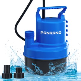 PANRANO 1/2 HP Submersible Water Pump 2900 GPH Portable Small Sump Pump For Pool Cover, Basements, Puddles, Gardens Ponds With 16.4 Ft Power Cord and Hose Adapters, Sky Blue