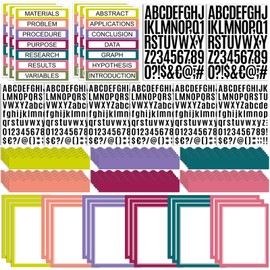 Sinload 92 Pcs Science Fair Board Supplies 60 Trim Scalloped Poster Boards 18 Presentation Subtitles 6 Project Titles 8 Letter Sticker for Classroom Display Boards(Bright Color)