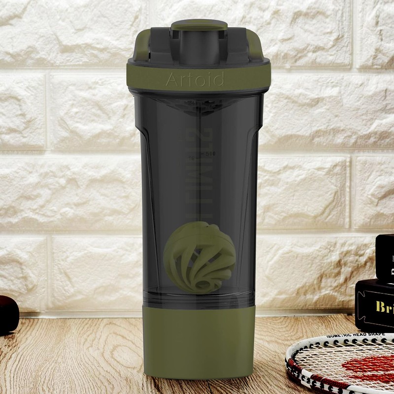 Artoid Sports Protein Shaker Bottle, 24-Ounce, Dual Mixing Technology, BPA