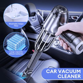 Handstaubsauger, 120W Hohe Leistung 9000Pa Saugkraft, Tragbarer Wiederaufladbarer Leichter Mini Kabelloser Staubsauger, USB Autostaubsauger für Tierhaare Zuhause Büro Auto Küche Schwarz