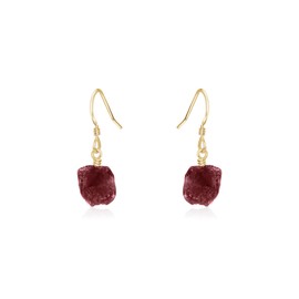 Ruby Raw Nugget Earrings in 14k Gold Fill