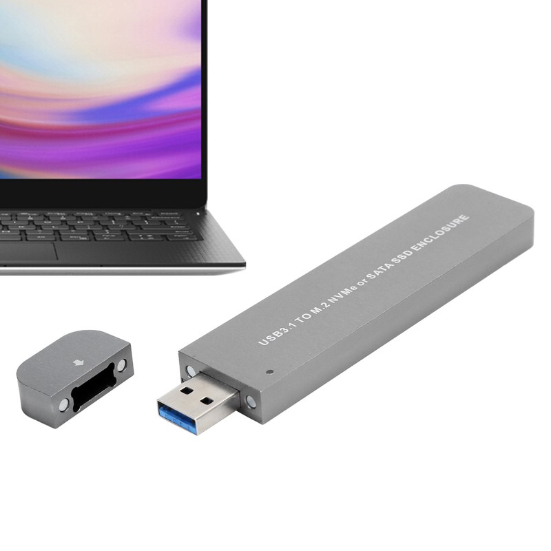 Hard Disk Box Aluminum Alloy USB3.1 to M.2 NVME/SATA SSD