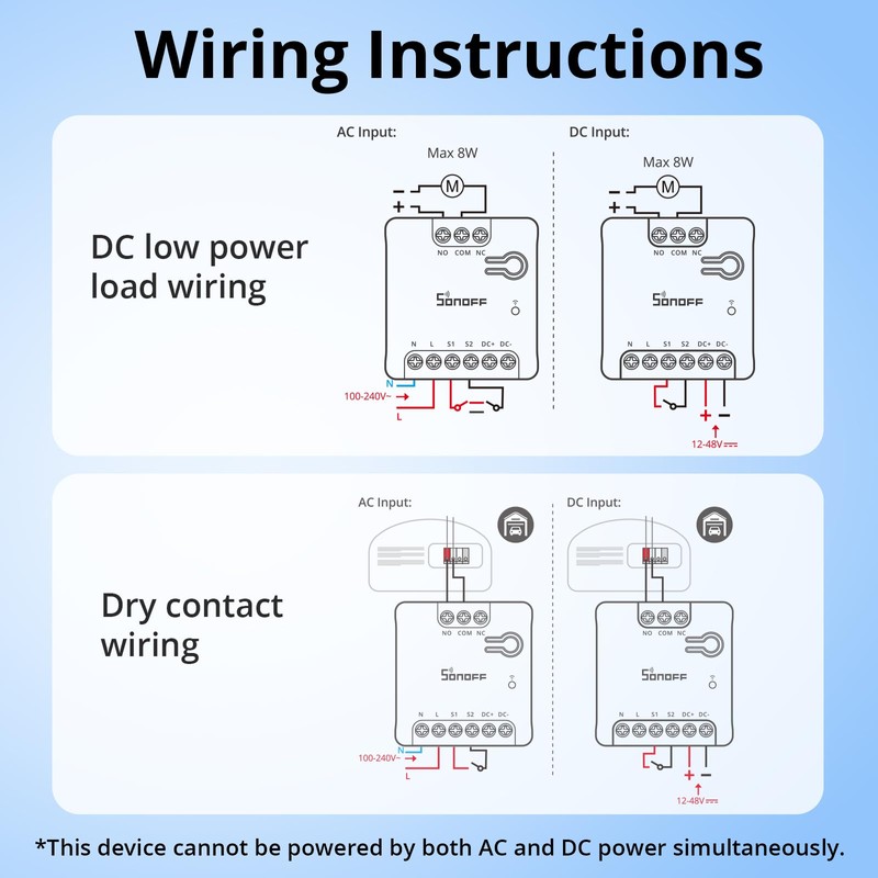 SONOFF WiFi MINI-D Smart Switch with Matter,Dry Contact Output,Supports AC