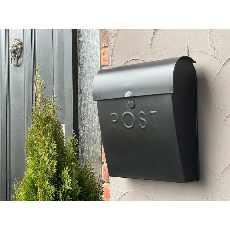 NACH Locking Black Wall Mount Mailbox, Durable Euro Black Mailboxes