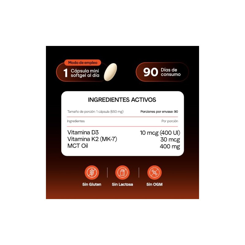 VITANNA® Vitamina D3 + K2 | MCT Oil en Softgel
