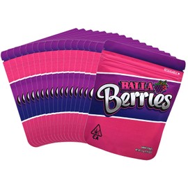 Topeedy 25pcs Small Resealable Storage Seal Bags,10 * 12.5cm Pink Foil Ziplock Bags 3.5g Mylar Bags, Clear Plastic Bags for Food Jewellery Candy Storage Children's Lock Sealing Bag -berries